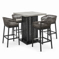 Set da bar da giardino a 5 pezzi grigio, nero e beige con tavolo 90 × 90 × 105 cm e 4 sgabelli 56 × 58 × 98 cm