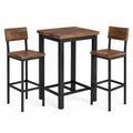 Set da pranzo con tavolo alto 60 × 60 × 90 cm e 2 sgabelli 40 × 45 × 100 cm, marrone e nero