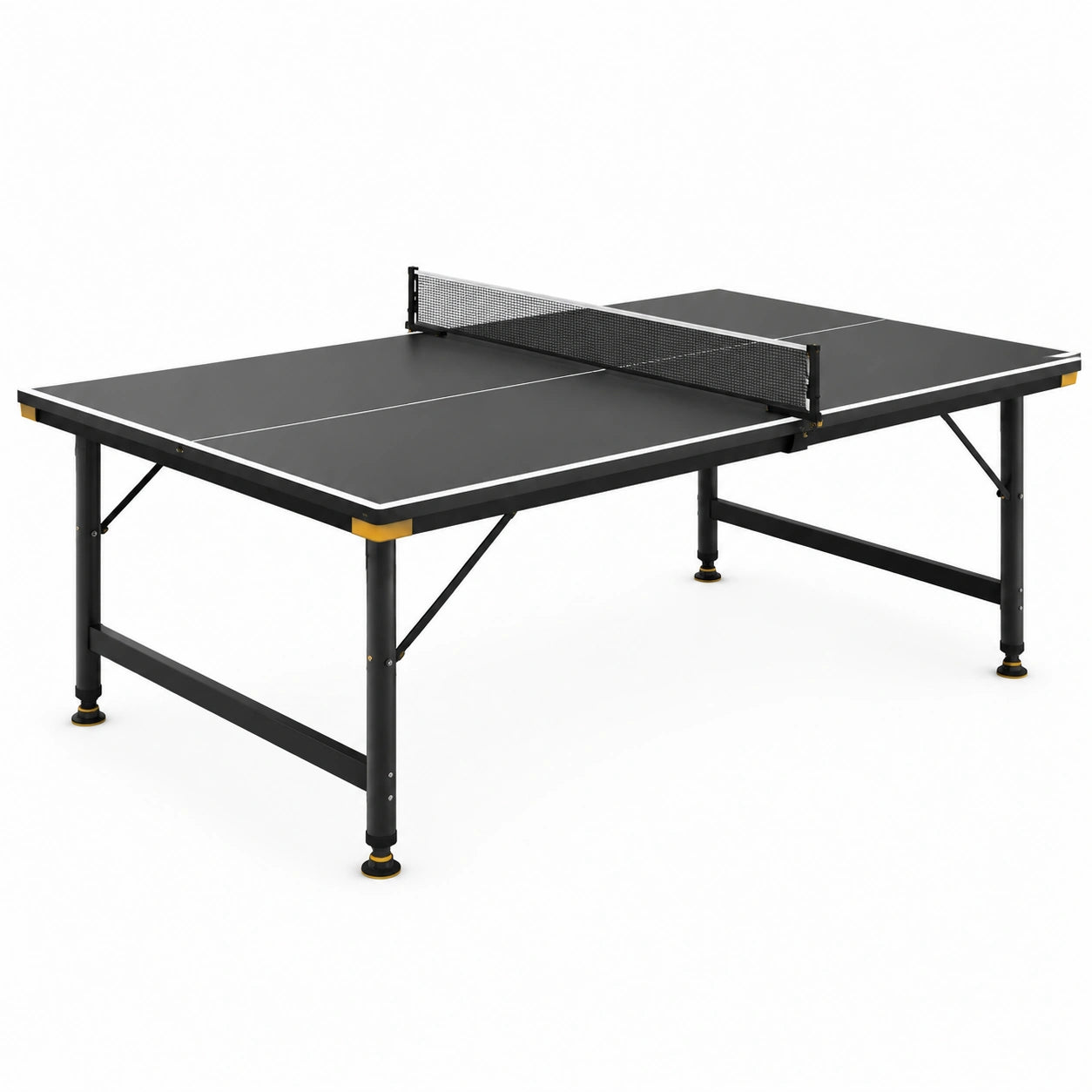 Tavolo da ping pong per interni in MDF e acciaio nero con rete, 274 × 152,5 × 76 cm