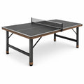 Tavolo da ping pong nero, marrone e argento 274 × 152,5 × 76 cm con rete