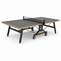 Tavolo da ping pong pieghevole nero e marrone 274 × 152,5 × 76 cm con rete e ruote