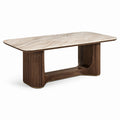 Tavolo da pranzo contemporaneo 180 × 90 × 76 cm, beige effetto marmo e marrone