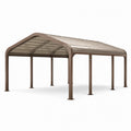 Gazebo da giardino in metallo marrone con copertura rigida trasparente, 600 × 360 × 280 cm