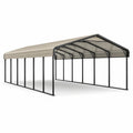 Tettoia doppia per auto 600 × 600 × 300 cm, struttura in metallo nero e copertura grigio traslucido