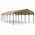 Gazebo per auto 900 × 600 × 360 cm con struttura in acciaio marrone scuro e copertura beige