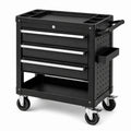 Carrello portautensili nero e argento 75 × 45 × 90 cm con 3 cassetti, ripiano e ruote frenanti