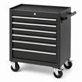 Carrello portautensili in acciaio nero e argento, 7 cassetti, 4 ruote, 69 × 33 × 77 cm