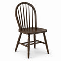 Sedia da pranzo in legno marrone scuro stile Windsor, 47 × 52 × 92 cm, schienale a stecche