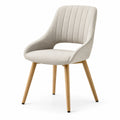 Sedia imbottita con braccioli 58 × 60 × 84 cm, beige con gambe effetto legno naturale