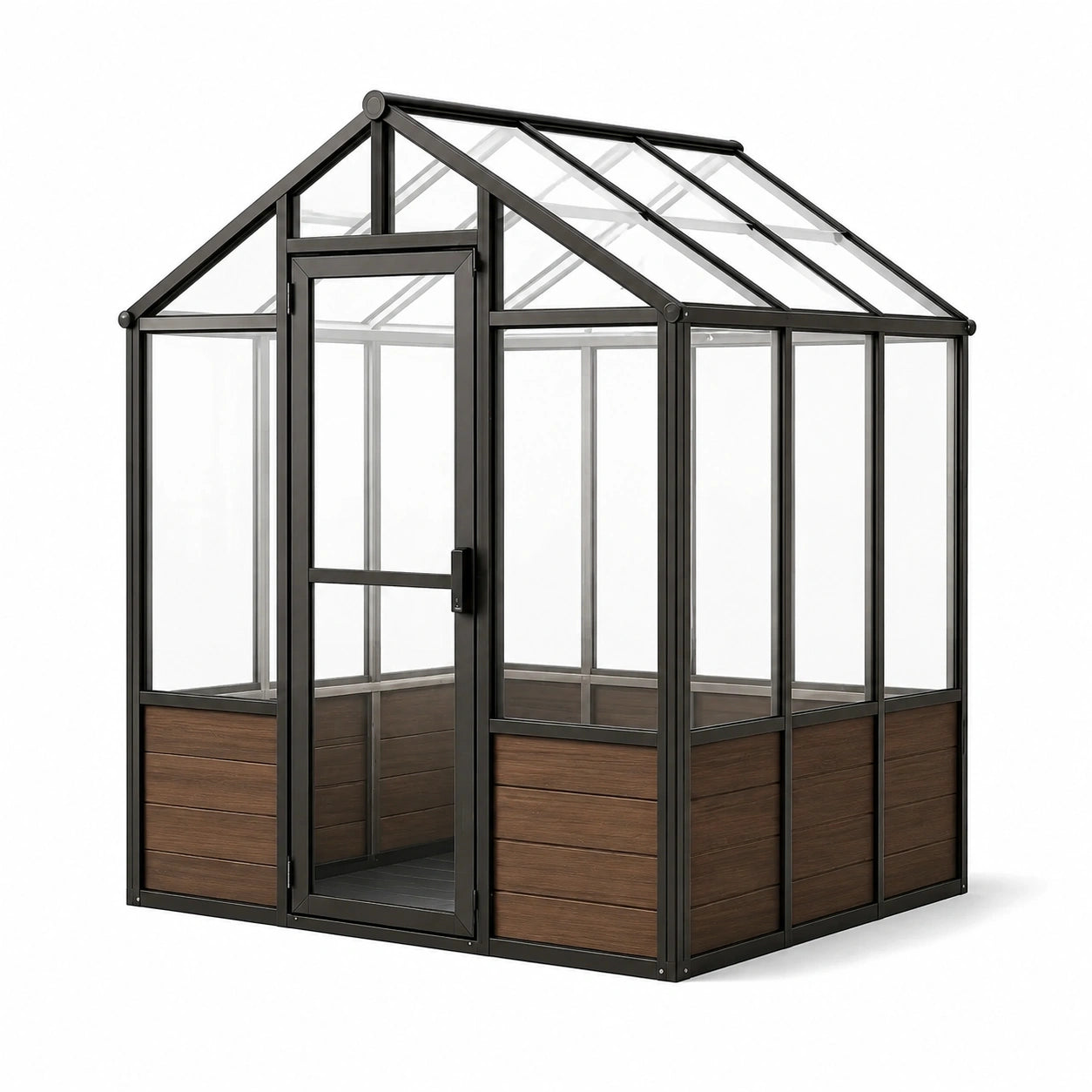 Serra da giardino in alluminio e policarbonato 182 × 122 × 208 cm, nera, trasparente e marrone