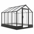 Serra da giardino 244 × 185 × 195 cm in alluminio nero con pannelli trasparenti e porta