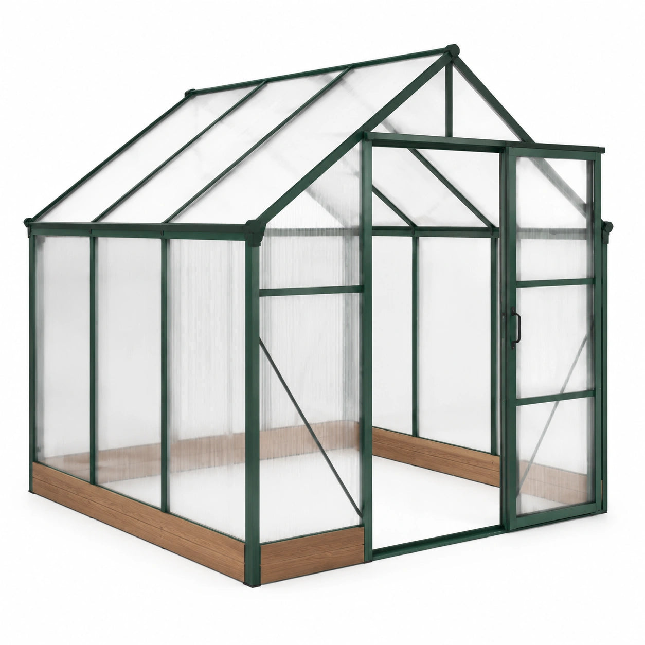 Serra da giardino 190 × 190 × 195 cm con pannelli trasparenti, telaio verde e porta apribile