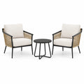 Set da giardino a 3 pezzi con 2 poltrone 74 × 74 × 79 cm e tavolino Ø 50 × 45 cm, beige, nero e marrone naturale