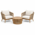 Set da giardino a 3 pezzi con 2 poltrone 80 × 78 × 77 cm e tavolino rotondo Ø 75 × 39 cm, beige, crema e marrone chiaro