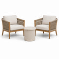 Set da giardino 3 pezzi beige, bianco crema e marrone naturale, 2 poltrone 76 × 78 × 82 cm e tavolino Ø 50 × 50 cm
