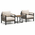 Completo da esterno moderno a 3 pezzi con 2 poltrone 72 × 76 × 82 cm e tavolino 50 × 50 × 50 cm, beige, nero, marrone e grigio