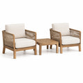 Composizione da esterno a 3 pezzi con 2 poltrone da 76 x 78 x 82 cm e tavolino da 55 x 55 x 40 cm, marrone, beige e crema