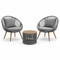 Set da esterno con 2 poltrone 78 × 75 × 83 cm e tavolino rotondo 55 × 42 cm, grigio e marrone